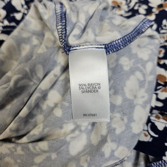 J Jill Wearever Womens Petite Small Floral Print Top Shirt 3/4 Sleeve Stretch - Picture 7 of 8